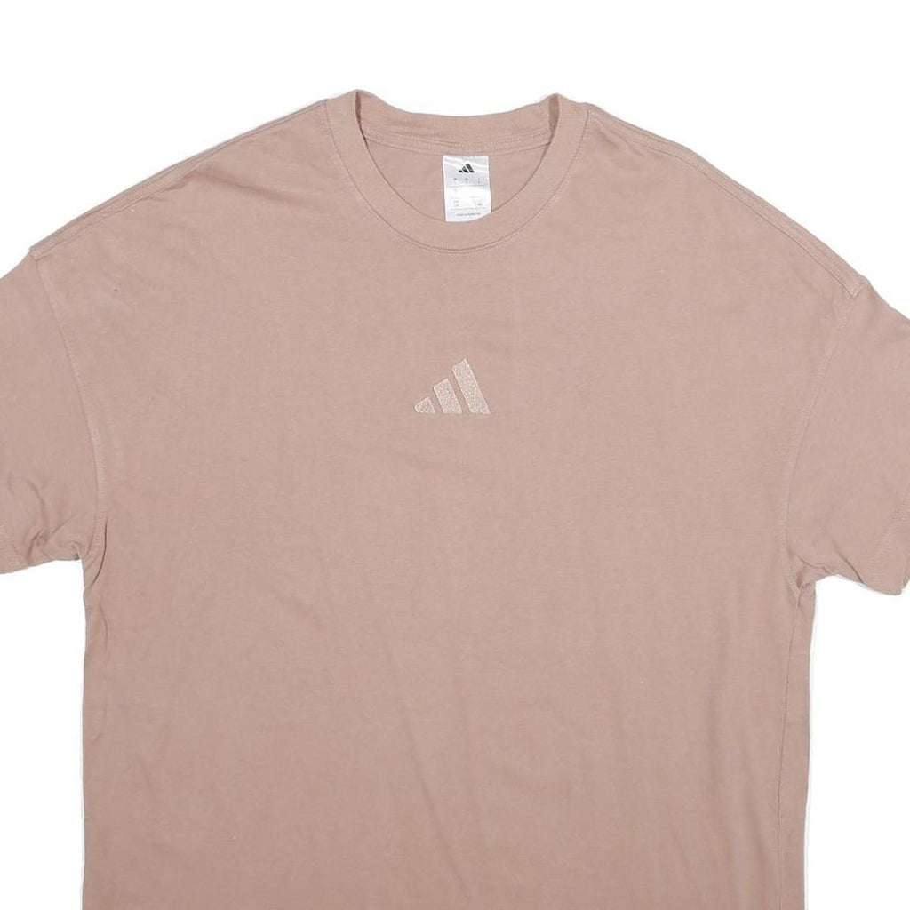 ADIDAS Mens Beige Crew Neck Cotton T-Shirt L Casual Sportswear
