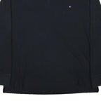 TOMMY HILFIGER Mens Black Long Sleeve Plain XL Cotton Blend Polo Shirt