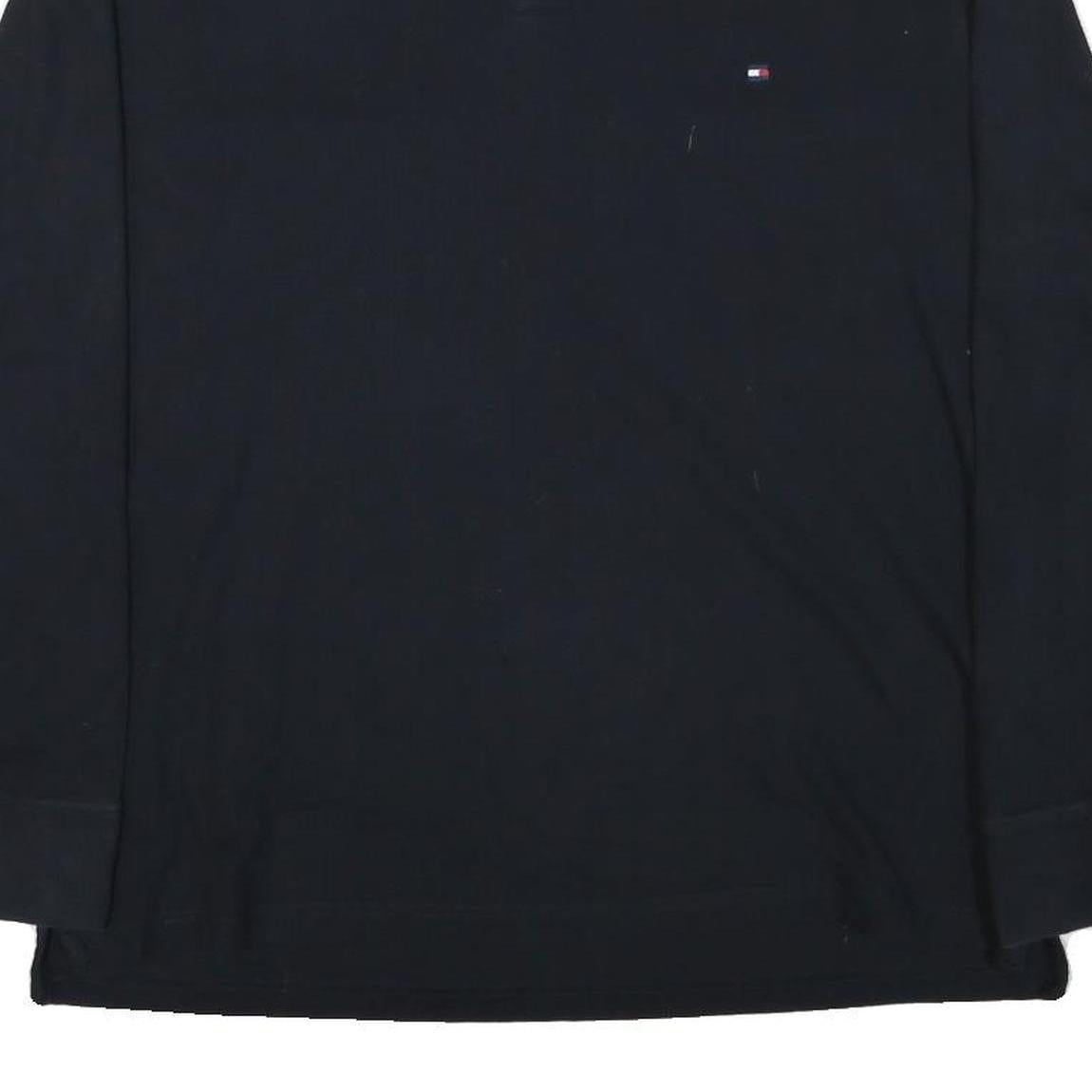 TOMMY HILFIGER Mens Black Long Sleeve Plain XL Cotton Blend Polo Shirt