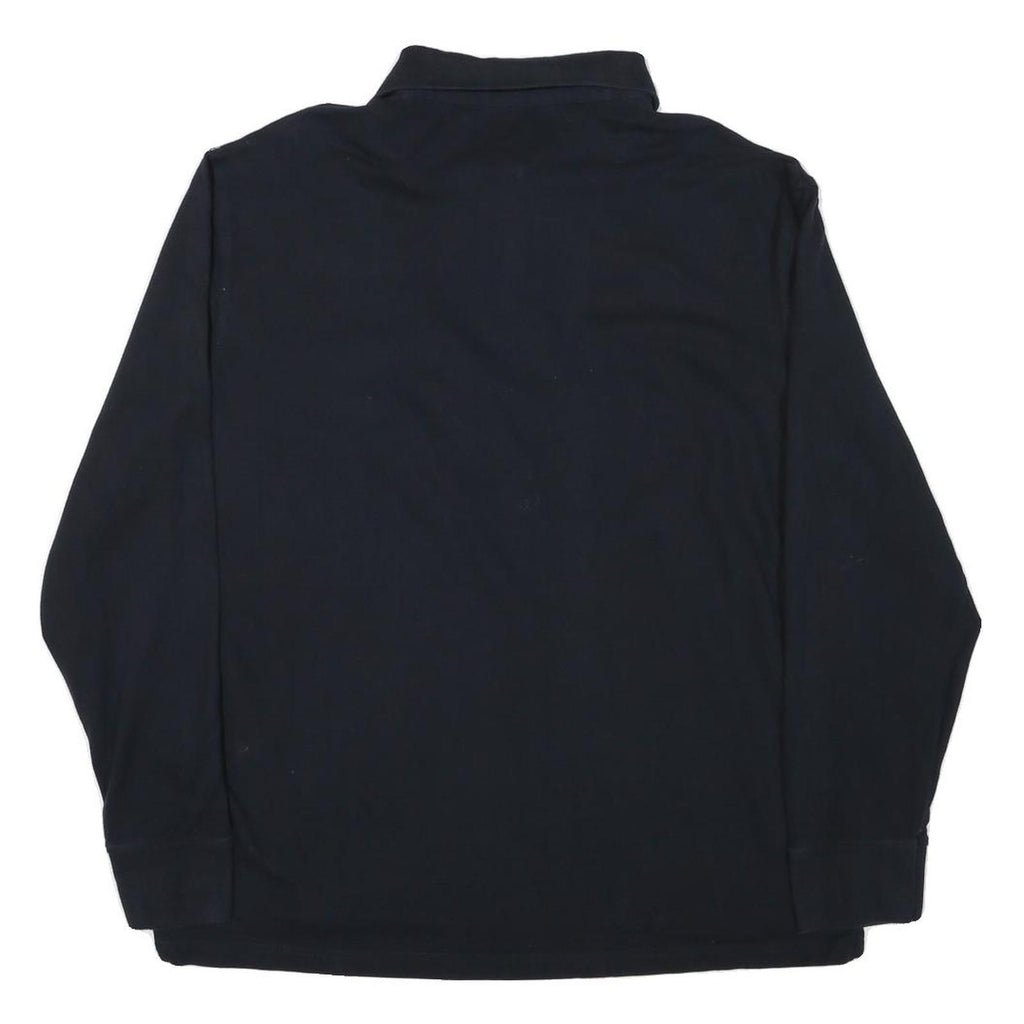 TOMMY HILFIGER Mens Black Long Sleeve Plain XL Cotton Blend Polo Shirt