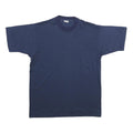 Mens Navy Blue Plain Cotton Blend T-Shirt L Short Sleeve Crew Neck Comfortable