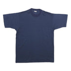 Mens Navy Blue Plain Cotton Blend T-Shirt L Short Sleeve Crew Neck Comfortable