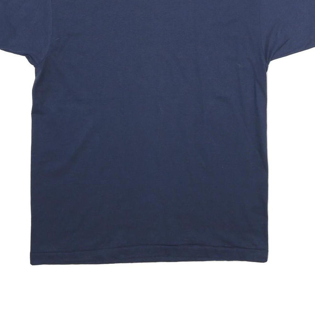 Mens Navy Blue Plain Cotton Blend T-Shirt L Short Sleeve Crew Neck Comfortable