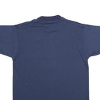Mens Navy Blue Plain Cotton Blend T-Shirt L Short Sleeve Crew Neck Comfortable