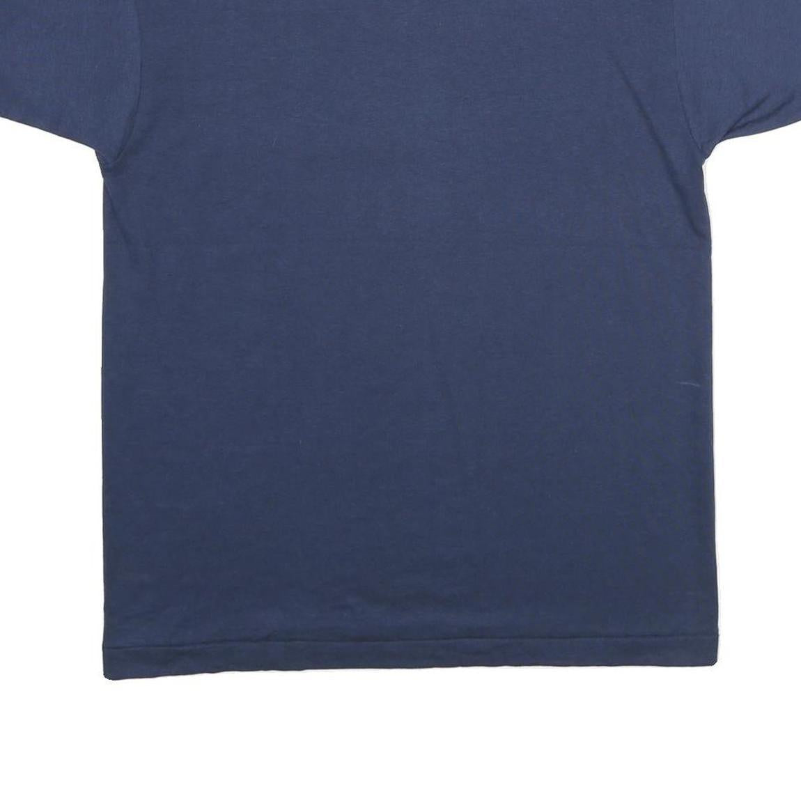 Mens Navy Blue Plain Cotton Blend T-Shirt L Short Sleeve Crew Neck Comfortable