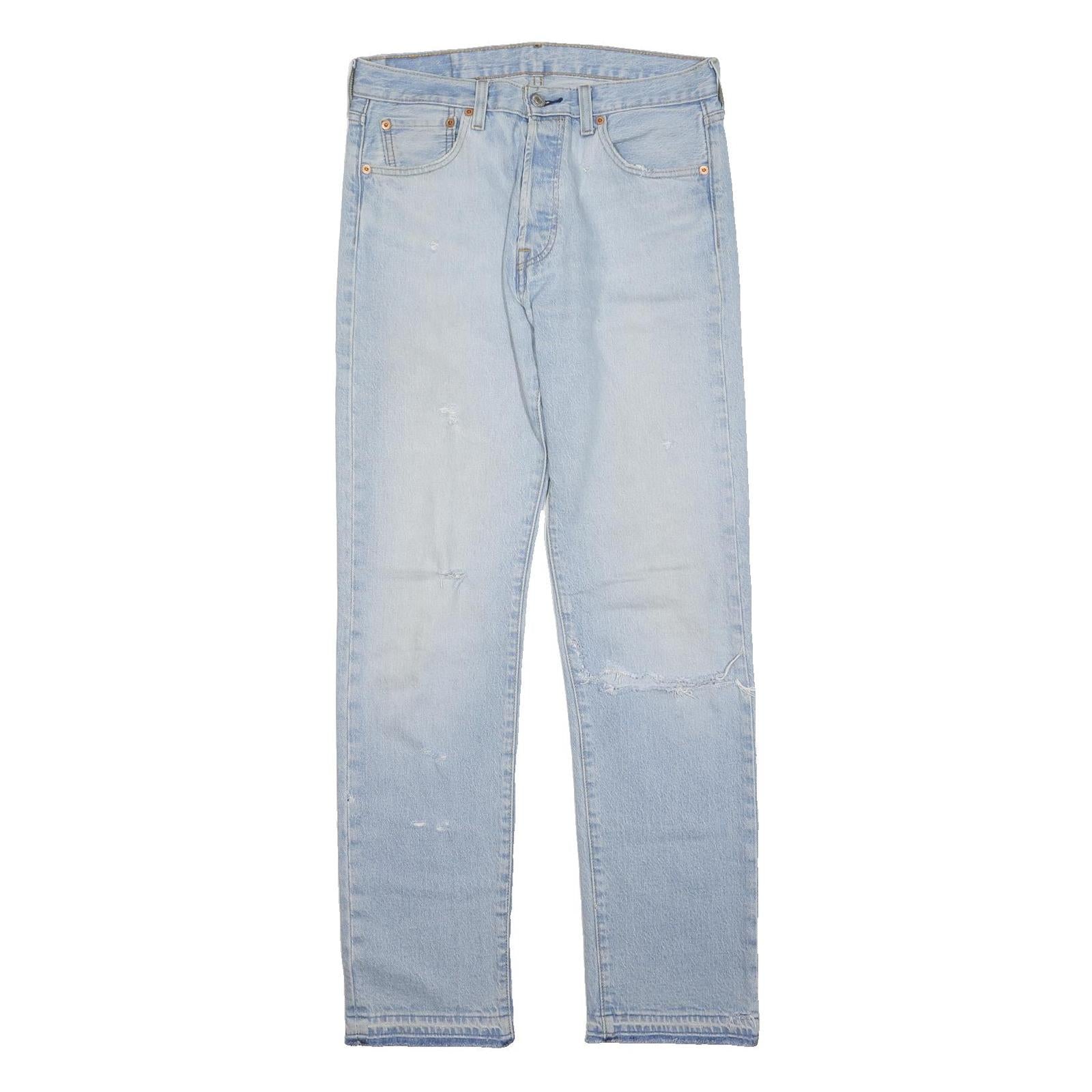 LEVI'S 501 Mens Regular Fit Straight Denim Light W32 L31 Button Cotton Blend