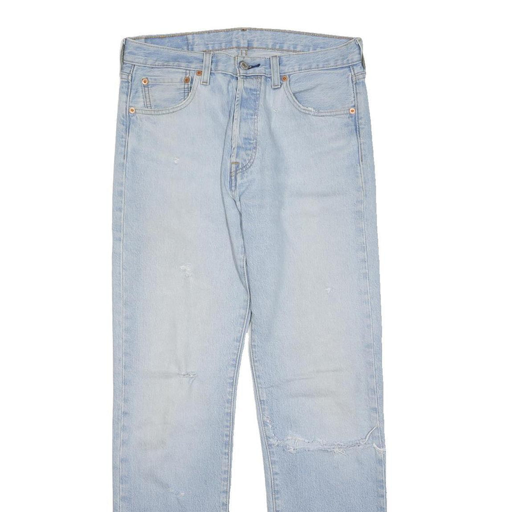 LEVI'S 501 Mens Regular Fit Straight Denim Light W32 L31 Button Cotton Blend