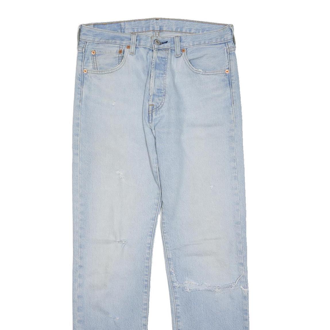 LEVI'S 501 Mens Regular Fit Straight Denim Light W32 L31 Button Cotton Blend