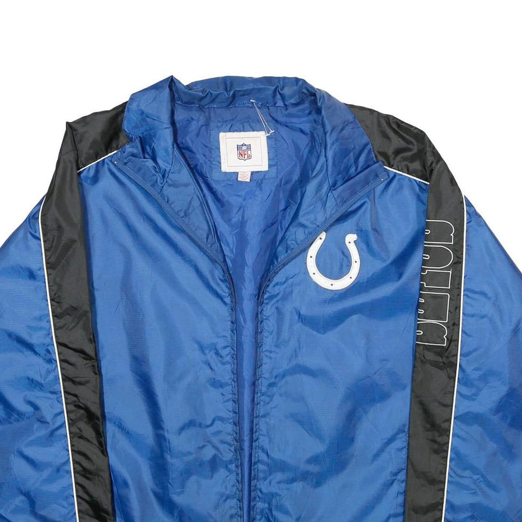 NFL Mens Blue Black Zip Nylon Sports Jackets L Athletic Plain