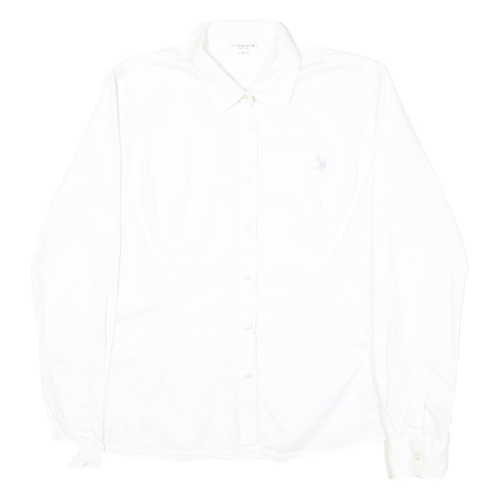 U.S. POLO ASSN Womens White Shirt M Cotton Blend Classic Button Down Shirt