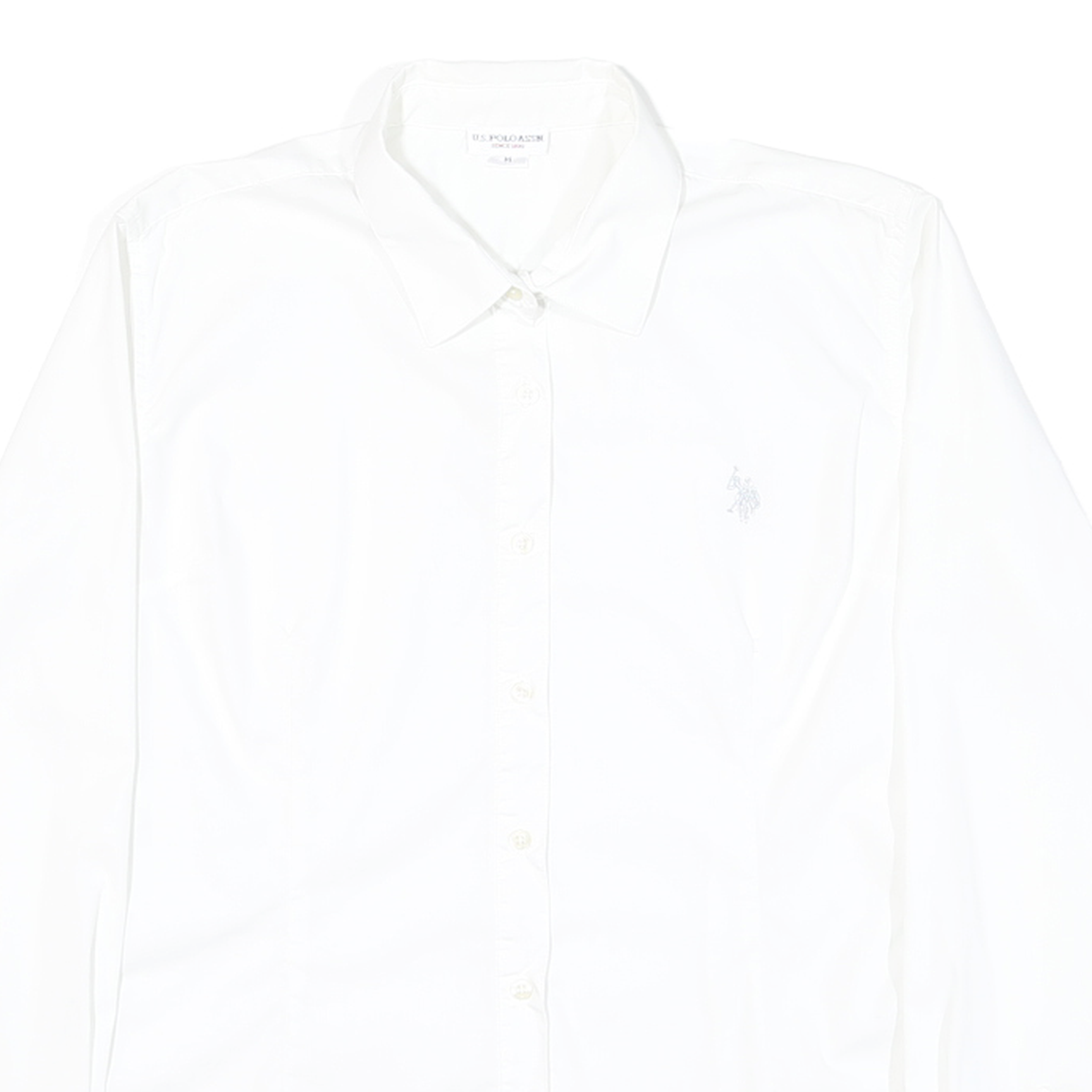 U.S. POLO ASSN Womens White Shirt M Cotton Blend Classic Button Down Shirt