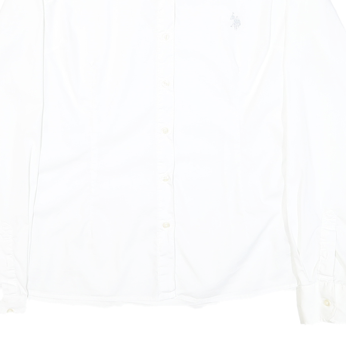 U.S. POLO ASSN Womens White Shirt M Cotton Blend Classic Button Down Shirt