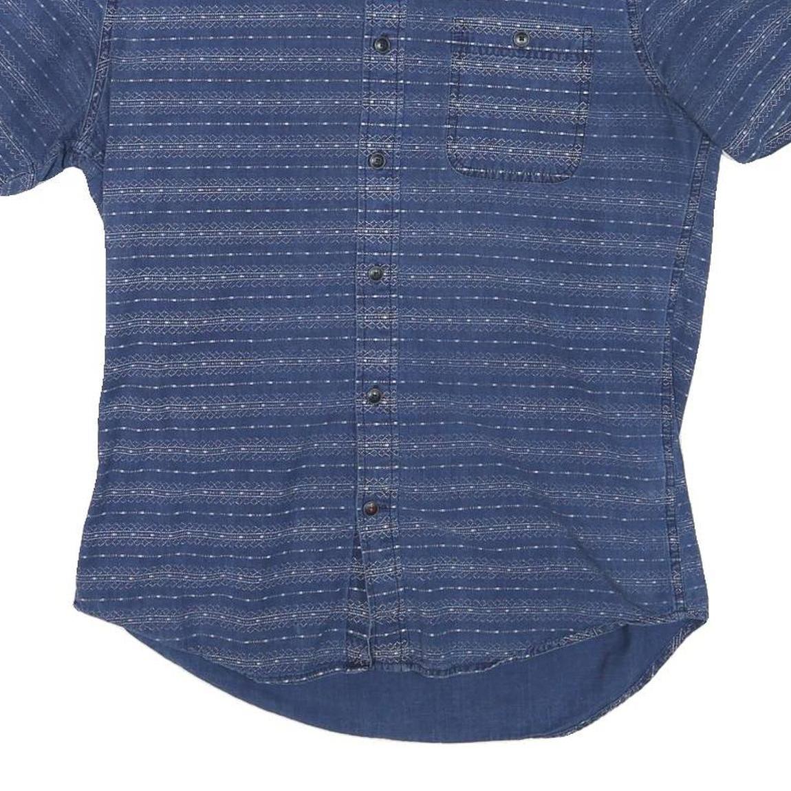 TOMMY HILFIGER Mens Blue Pattern Shirt M Cotton Blend Casual Summer Button Shirt