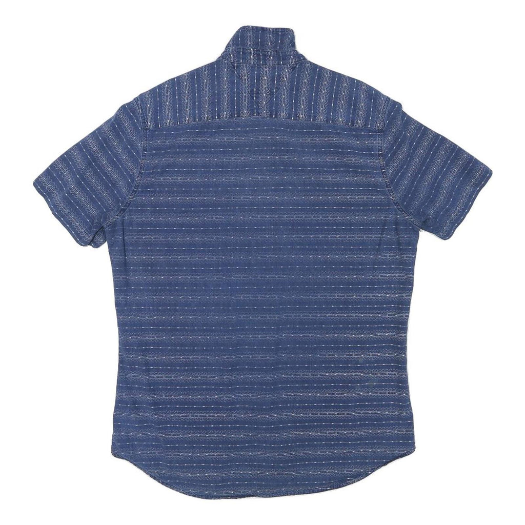 TOMMY HILFIGER Mens Blue Pattern Shirt M Cotton Blend Casual Summer Button Shirt