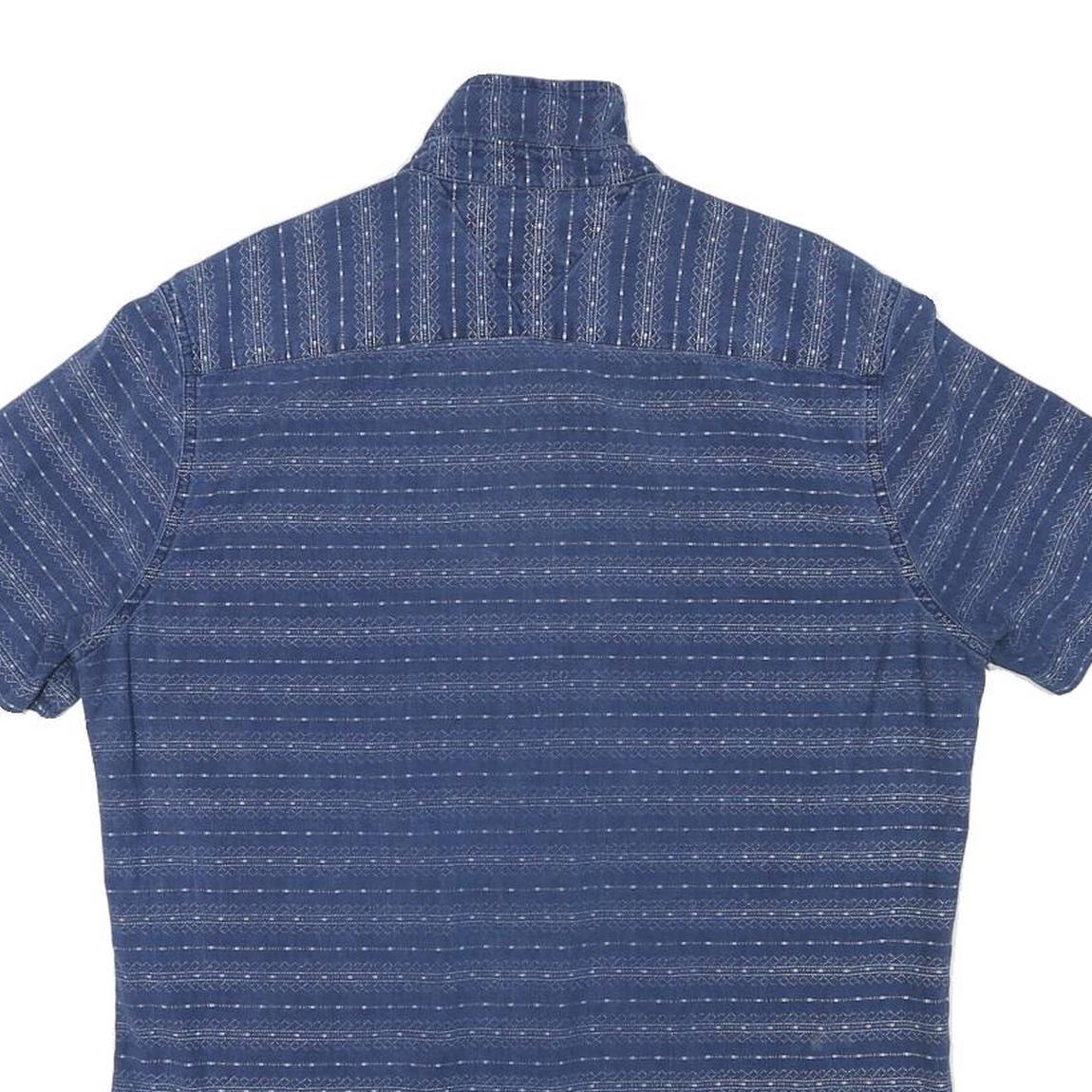 TOMMY HILFIGER Mens Blue Pattern Shirt M Cotton Blend Casual Summer Button Shirt