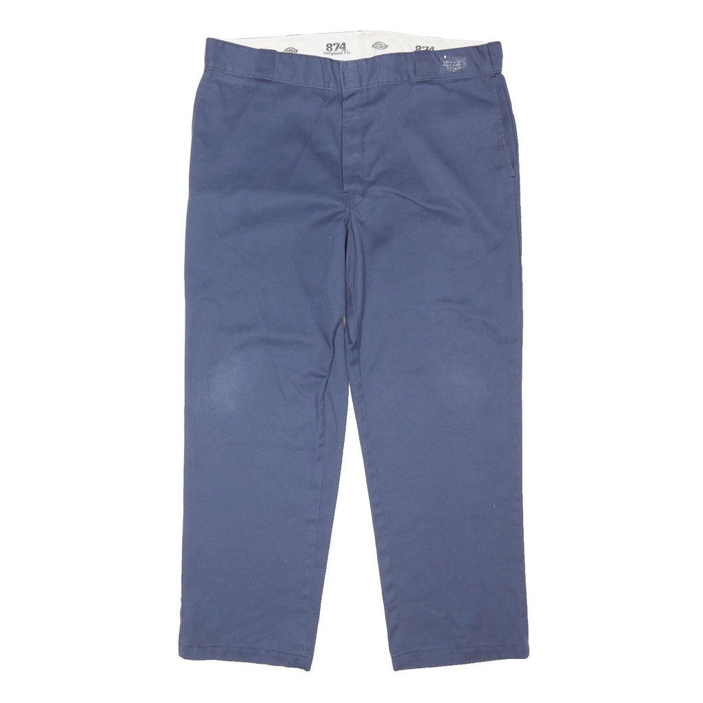 DICKIES Mens Polyester Blend Navy Regular Straight Trousers W40 L29 Workwear