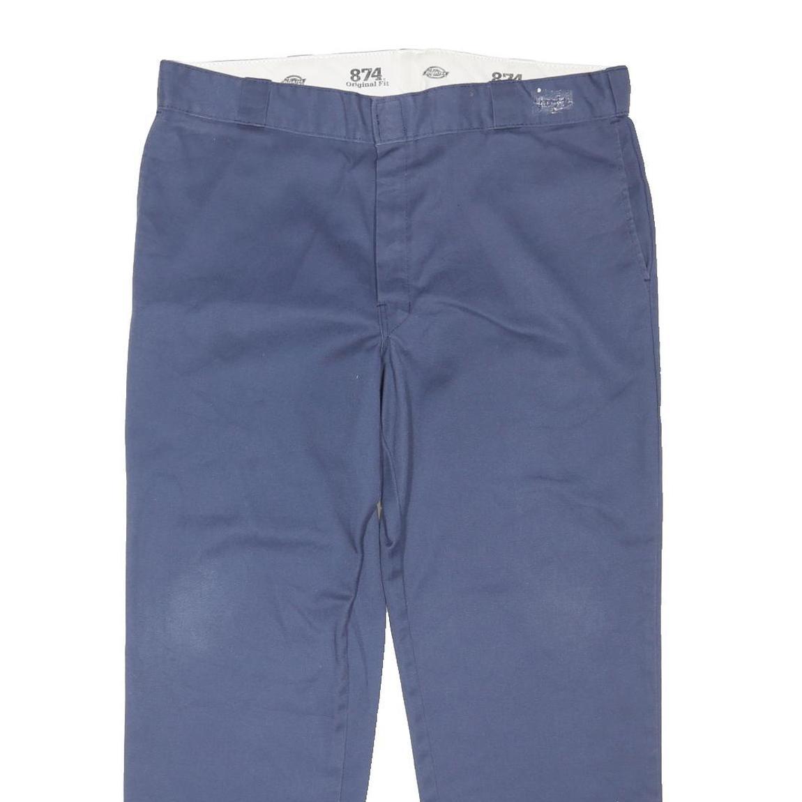 DICKIES Mens Polyester Blend Navy Regular Straight Trousers W40 L29 Workwear