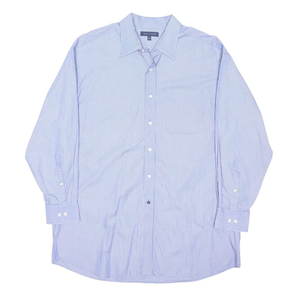 TOMMY HILFIGER Mens Blue & White Striped Shirt XL Classic Button Down Office