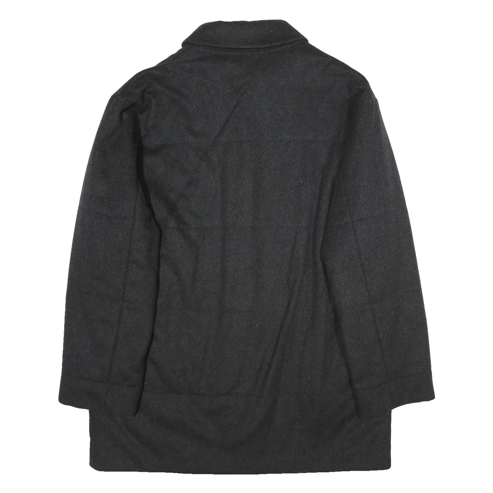 PIATTELLI Mens Black Wool Blend Button Jacket L Classic Plain Smart Casual