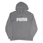 PUMA Womens Grey Hoodie L Cotton Blend Pullover Sweatshirt Casual