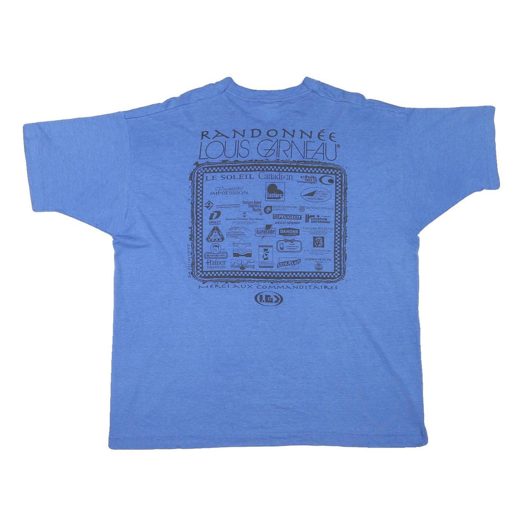 LG Mens Blue Graphic T-Shirt L Short Sleeve Crew Neck Cotton Blend