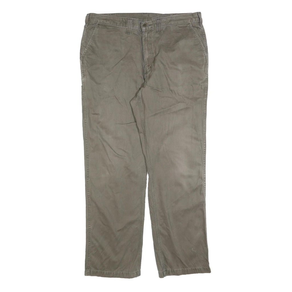 CARHARTT Mens Cotton Blend Beige Regular Straight Trousers W40 L34 Workwear Zip