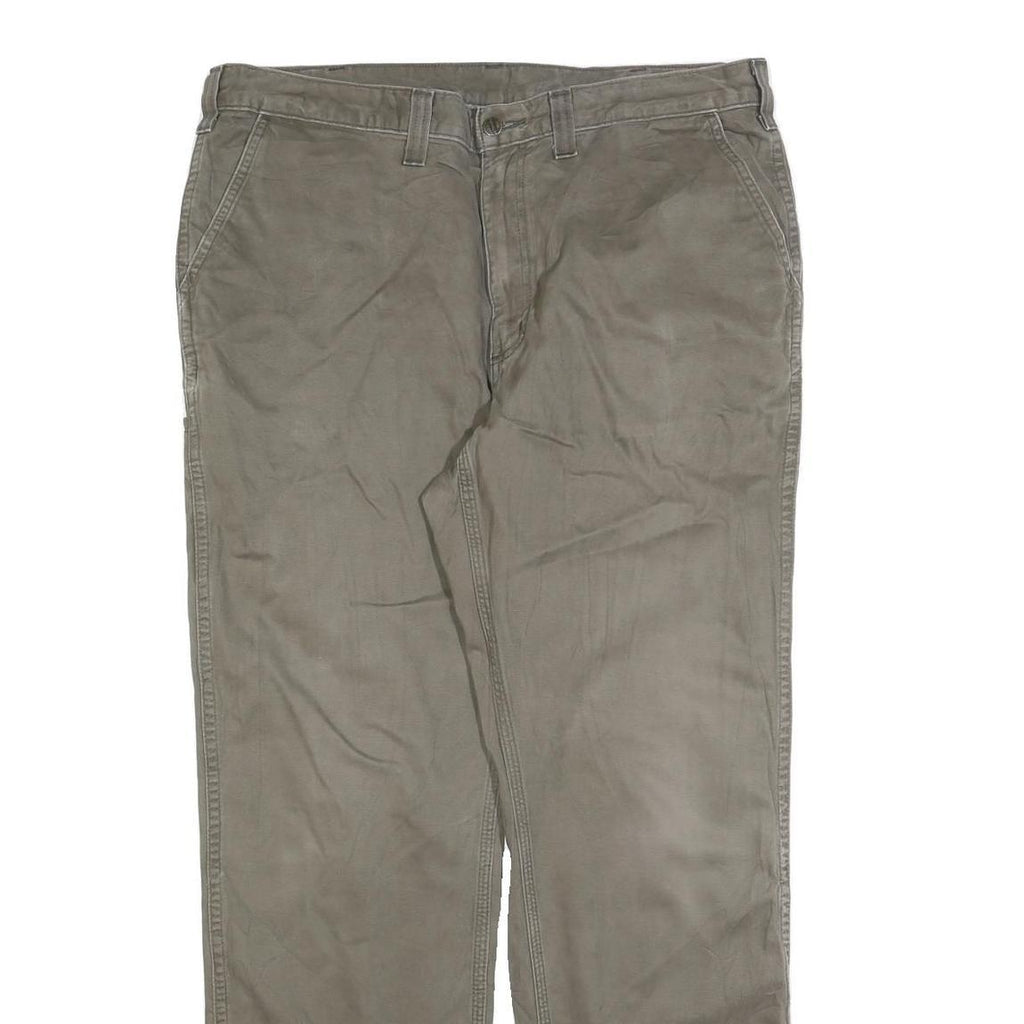 CARHARTT Mens Cotton Blend Beige Regular Straight Trousers W40 L34 Workwear Zip