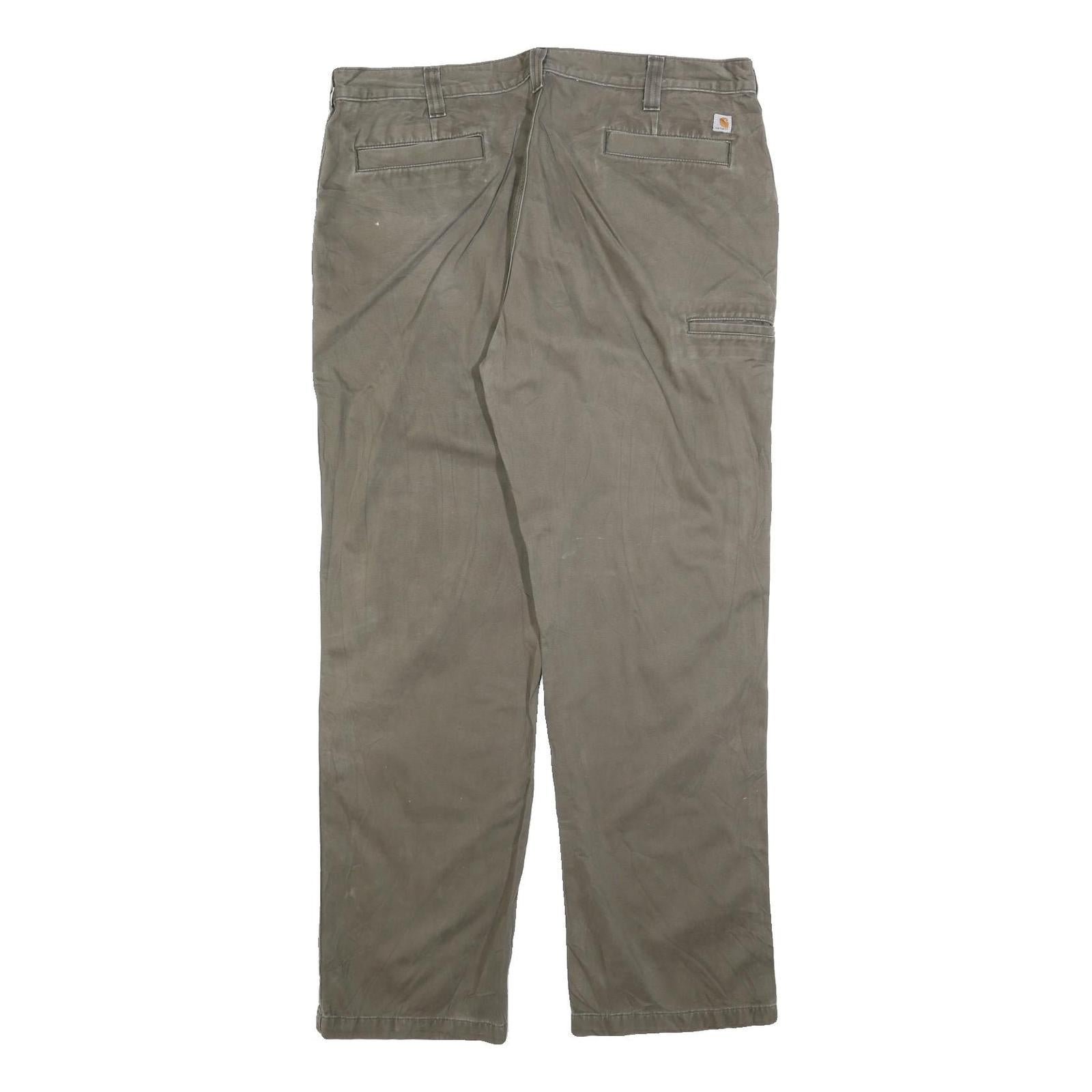 CARHARTT Mens Cotton Blend Beige Regular Straight Trousers W40 L34 Workwear Zip