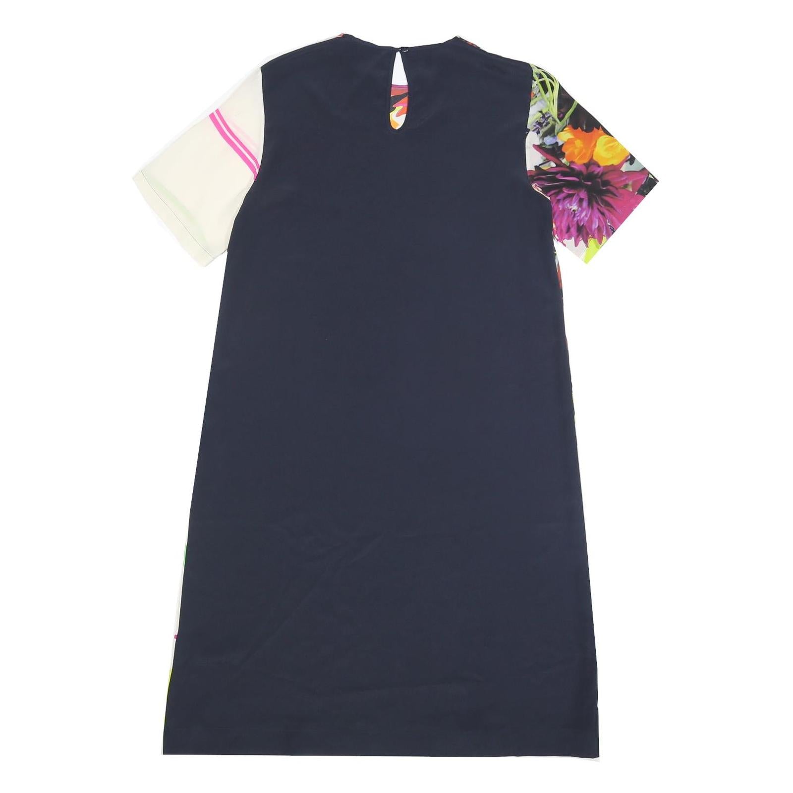 PREEN Womens Floral Abstract Colourblock Shift Dress Short Sleeve XS Bright