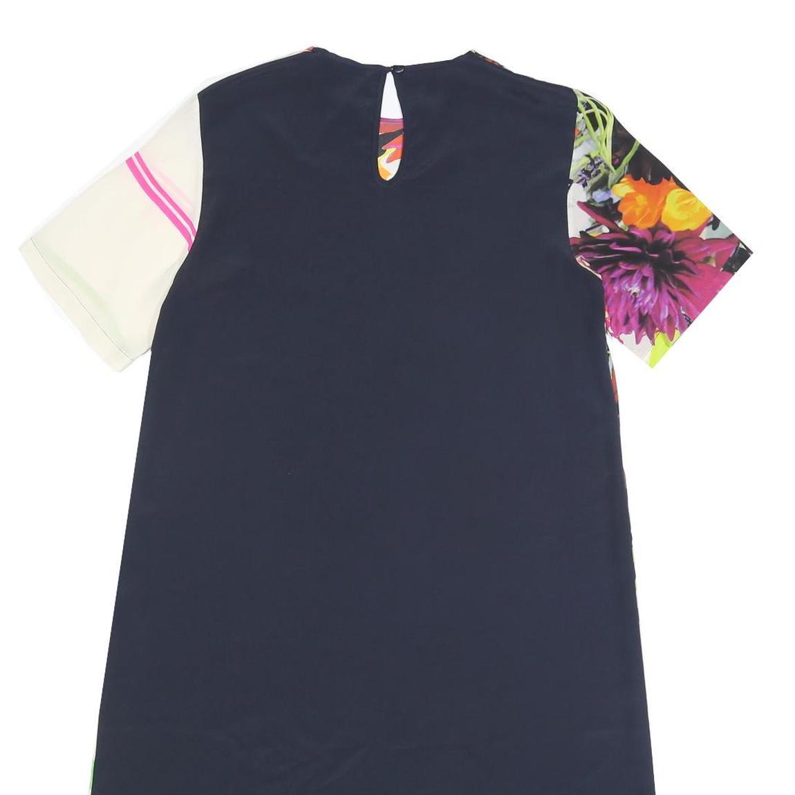 PREEN Womens Floral Abstract Colourblock Shift Dress Short Sleeve XS Bright