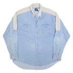 WRANGLER Mens Blue & Beige Cotton Blend Western Shirt XL Long Sleeve Casual