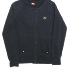 PUMA Womens Black Zip Hoodie M Cotton Blend Casual Lightweight Sweatshirt