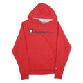 CHAMPION Mens Red Pullover Hoodie S Cotton Classic Logo Casual Sweatshirt