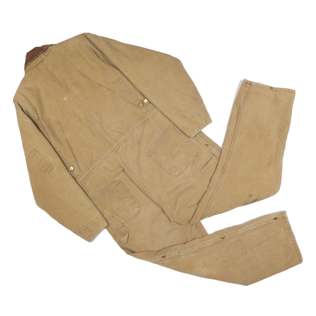 CARHARTT Mens Beige Cotton Loose Dungarees L W42 L28 Workwear Utility Overalls