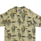 PURITAN Mens Hawaiian Shirt Green Floral L
