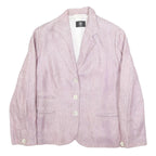 BOGNER Womens Pink Linen Jacket XL Woven Button Closure Classic Fit Lightweight