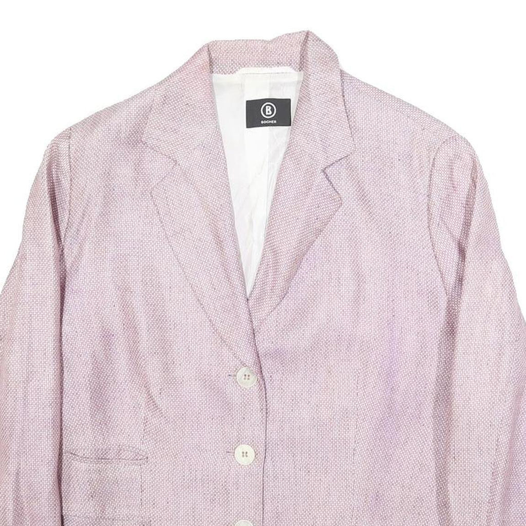 BOGNER Womens Pink Linen Jacket XL Woven Button Closure Classic Fit Lightweight