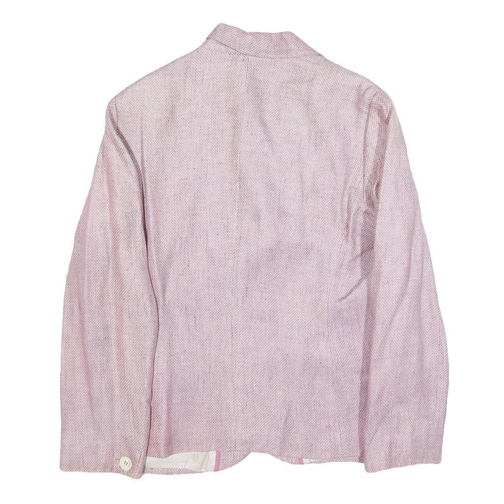 BOGNER Womens Pink Linen Jacket XL Woven Button Closure Classic Fit Lightweight
