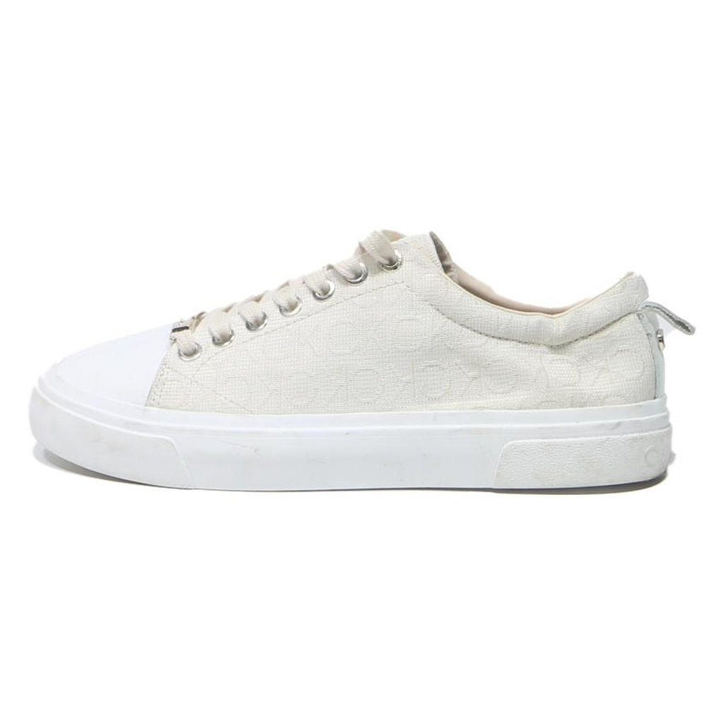 CALVIN KLEIN Womens Lace-Up Trainers White Canvas UK 4 Lightweight Casual