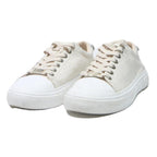 CALVIN KLEIN Womens Lace-Up Trainers White Canvas UK 4 Lightweight Casual