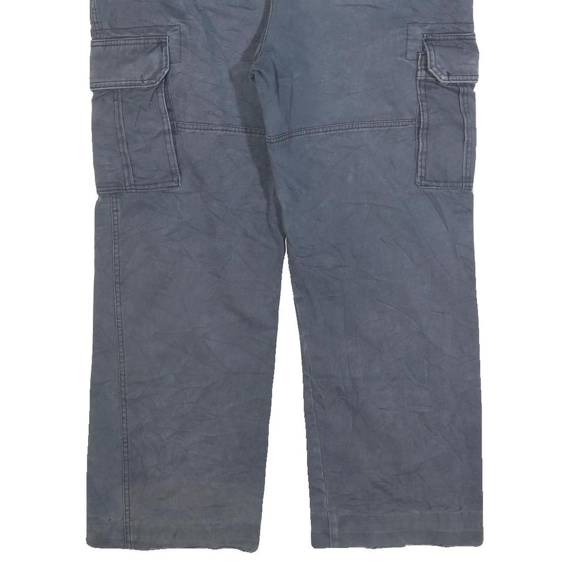 DICKIES Mens Cotton Blend Blue Relaxed Cargo Trousers W36 L28 Workwear Zip Pants