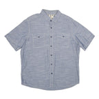 WOOLRICH Mens Blue Shirt XL Cotton Short Sleeve Button Front Casual