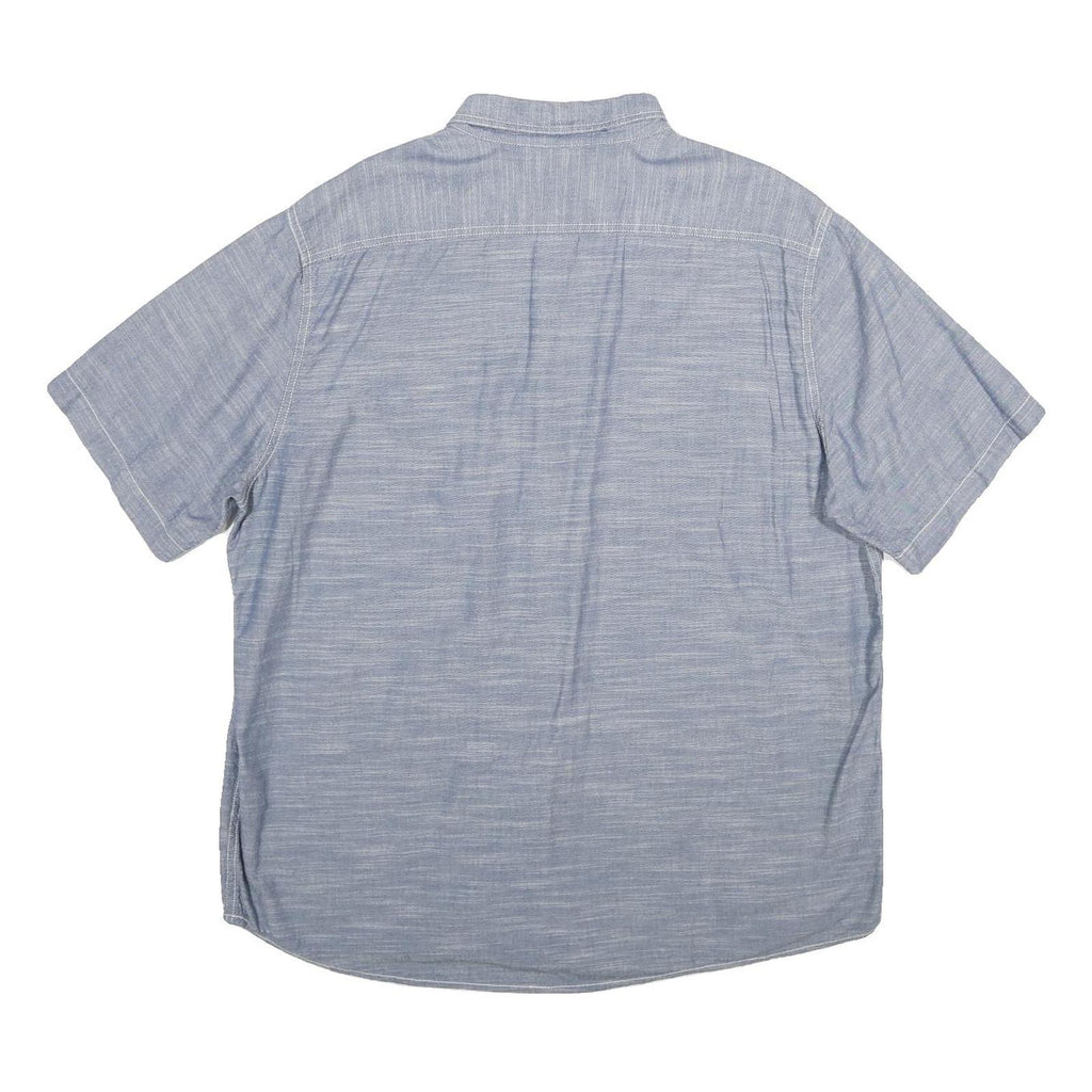 WOOLRICH Mens Blue Shirt XL Cotton Short Sleeve Button Front Casual