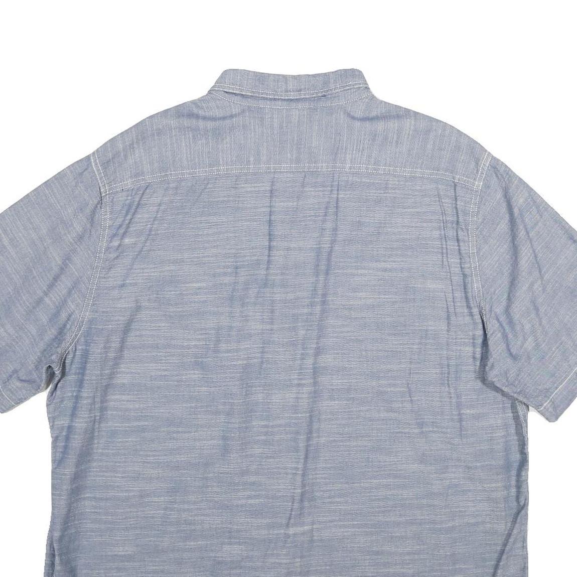 WOOLRICH Mens Blue Shirt XL Cotton Short Sleeve Button Front Casual