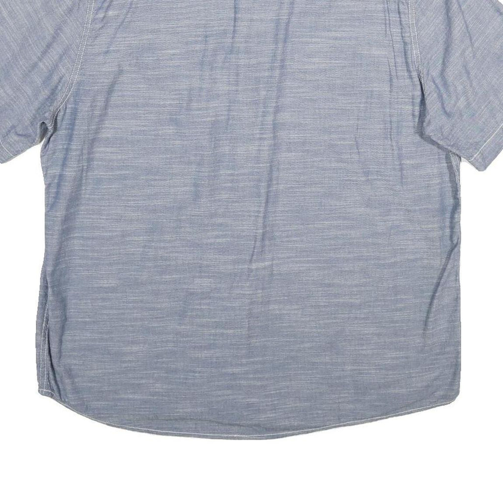 WOOLRICH Mens Blue Shirt XL Cotton Short Sleeve Button Front Casual