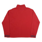 NAUTICA Mens Red 1/4 Zip Sweatshirt XL Striped Cuff Sporty Casual Pullover