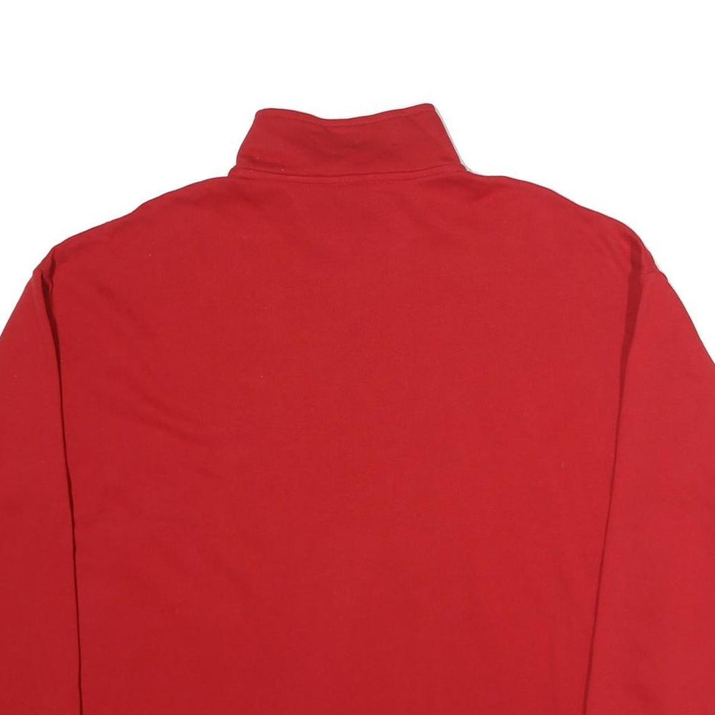 NAUTICA Mens Red 1/4 Zip Sweatshirt XL Striped Cuff Sporty Casual Pullover