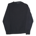 NAUTICA Mens Black Plain V-Neck Basic Knit Jumper XL Cotton Casual Wear