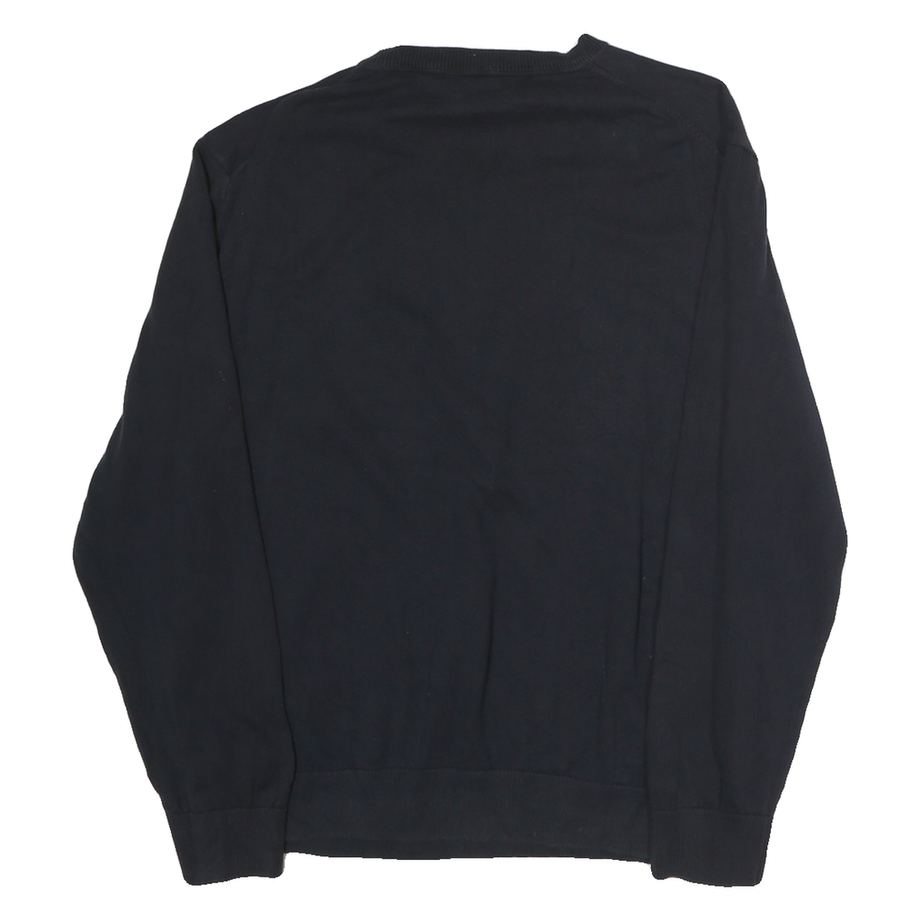 NAUTICA Mens Black Plain V-Neck Basic Knit Jumper XL Cotton Casual Wear