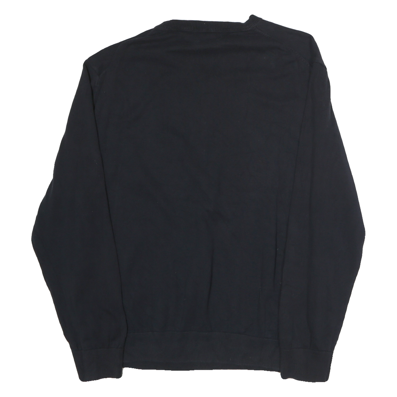 NAUTICA Mens Black Plain V-Neck Basic Knit Jumper XL Cotton Casual Wear